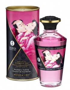 Масло массажное "Shunga Raspberry Feeling" со вкусом малины, разогревающее, 100ml