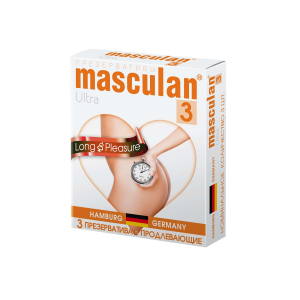 Презервативы "Masculan Long Pleasure" розовые, продлевающие время акта, 3шт