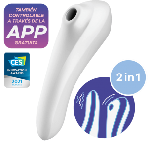 Стимулятор клитора-вибратор "Satisfyer Dual Pleasure" вакуум + вибрация + приложение, белый