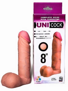 Насадка на страпон "Uni Cock 8" реалистичная, с мошонкой