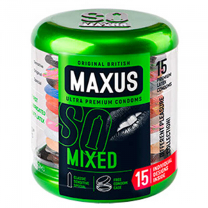 Презервативы ассорти "Maxus Mixed" в жестяном футляре, 15шт