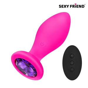Пробка c фиолетовым кристаллом "Sexy Friend" на дистанционном управлении, розовая, M