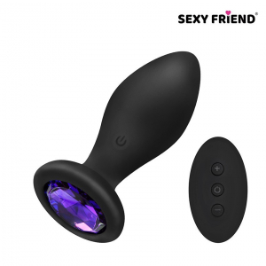 Пробка c фиолетовым кристаллом "Sexy Friend" на дистанционном управлении, черная, S