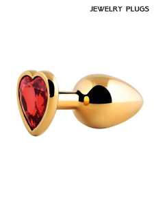 Пробка с красным кристаллом "Jewerly Plugs" металл, сердце, L